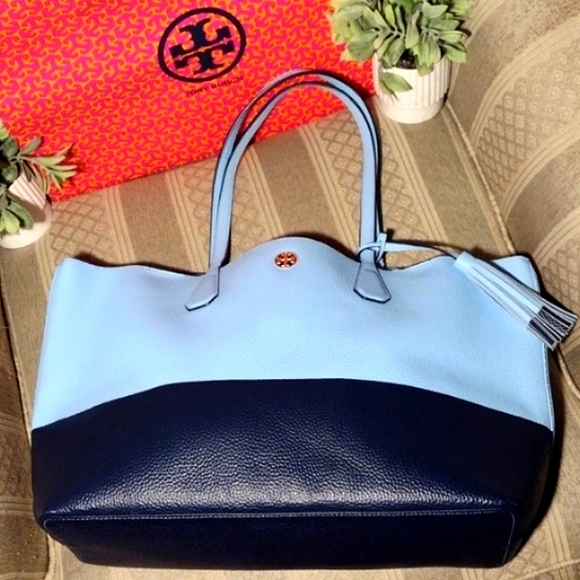 Tory Burch Perry Color Block Tote with Tassel - Picture 16 of 16